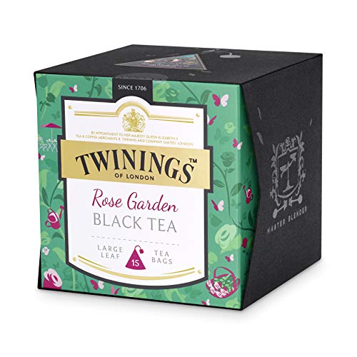 Twinings Rose Garden Black Tea, Leicht aromatisierter chinesischer Schwarztee mit dem Duft lieblicher Rosenblätter ∙ 15 Teebeutel Tee 4er Pack (4 x 38 g) von Twinings