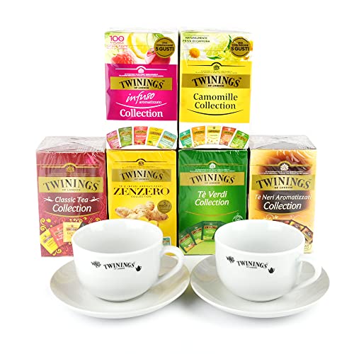 250 Stück Teebeutel + 2 Tassen TWININGS Keramik + 2 Teeteller Camomile TWININGS EARL GREY TEA ENGLISH BREAKFAST INTENSE PREMIUM REINIGET von Twinings