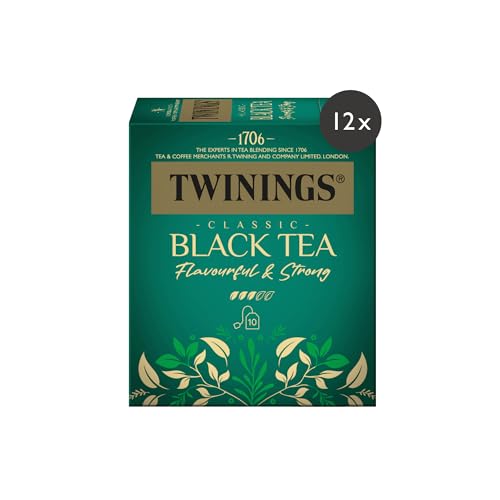 Twinings CLASSIC BLACK TEA Schwarzer Tee im Teebeutel - klassischer Schwarztee aus dem Hochland von Kenia, beliebter Tee zum Frühstück, 12er Pack (je 10 Beutel) von Twinings