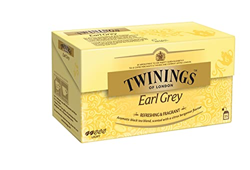 Twinings Earl Grey - Schwarzer Tee im Teebeutel verfeinert mit Bergamotte-Aroma - erfrischender Schwarztee aus China, 25 Teebeutel (50 g) von Twinings