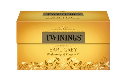 Twinings Earl Grey - Schwarzer Tee im Teebeutel verfeinert mit Bergamotte-Aroma - erfrischender Schwarztee aus China, 25 Teebeutel (50 g) von Twinings