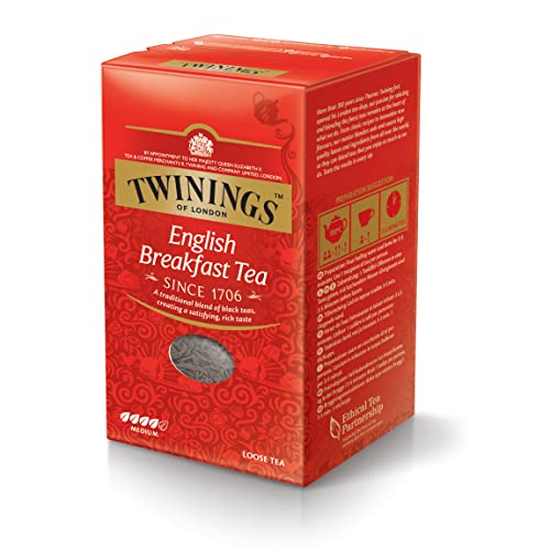 Twinings English Breakfast Tea - Schwarzer Tee lose in der Tee-Dose - kräftiger Schwarztee aus hochwertigen Teeblättern, gepflückt in Sr, Lankas und Indiens besten Teegärten, 200 g von Twinings