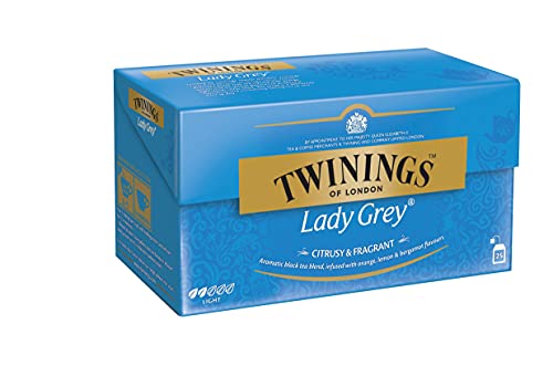 Twinings Lady Grey - Schwarzer Tee im Teebeutel als reichhaltige Mischung chinesischer Schwarztee Teesorten mit Orangen- und Zitronenschale, vollendet mit Bergamotte-Aroma, 50 g von Twinings