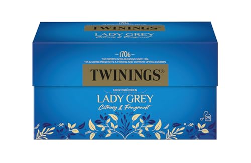 Twinings Lady Grey - Schwarzer Tee im Teebeutel als reichhaltige Mischung chinesischer Schwarztee Teesorten mit Orangen- und Zitronenschale, vollendet mit Bergamotte-Aroma, 50 g Twinings Lady Grey - Schwarzer Tee im Teebeutel als reichhaltige Mischung chinesischer Schwarztee Teesorten mit Orangen- und Zitronenschale, vollendet mit Bergamotte-Aroma, 50 g von Twinings