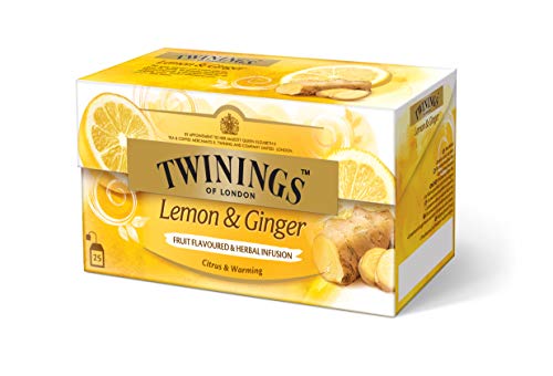 Twinings Lemon & Ginger Tee, 25 Teebeutel x 1,5g, 37,5g, Eine pikante Mischung mit feinstem Zitronen- und Ingwergeschmack, die Sie in prickelnde Stimmung versetzt. Tea 12er Pack (12 x 38 g) von Twinings