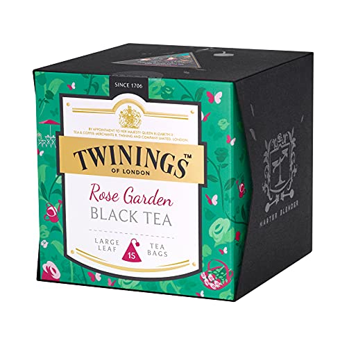 Twinings Platinum Rose Garden Black Tea - hochwertiger Schwarzer Tee mit einem lieblichen Duft nach Rosen im Pyramiden-Teebeutel , 15 Teebeutel (37.5 g) von Twinings