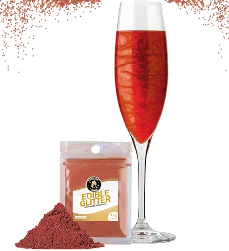 Twinkle my Drink® Essbarer Glitzer für Getränke Burgunder Rot - Edible Glitter for Drinks - Glitzer essbar für Sekt & Likör - vegan, geschmacksneutral - 12g für über 60 Getränke von Twinkle my Drink