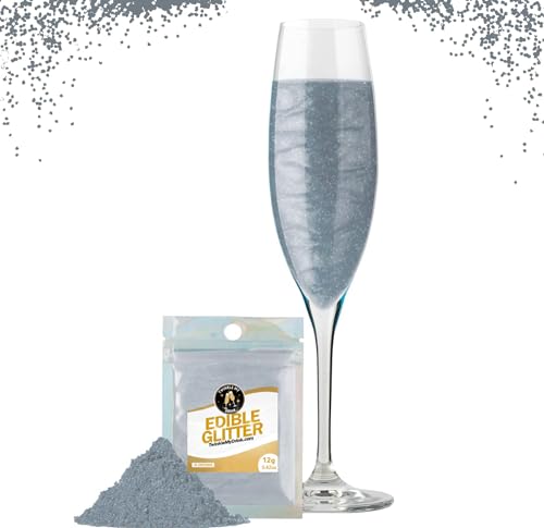 Twinkle my Drink® Essbarer Glitzer für Getränke Silber - Glitzerpulver für Getränke, Cocktail Glitzer, Glitzer Sekt & Likör – vegan, geschmacksneutral - 12g für über 60 Getränke von Twinkle my Drink