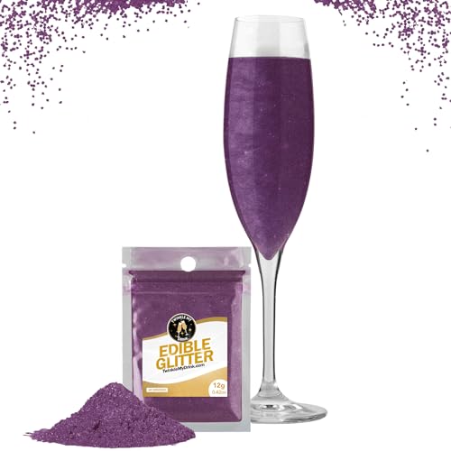 Twinkle my Drink® Essbarer Glitzer für Getränke Lila - Halloween Party Deko Violett - Glitzer essbar für Sekt & Likör - vegan, geschmacksneutral - 12g für über 60 Getränke von Twinkle my Drink