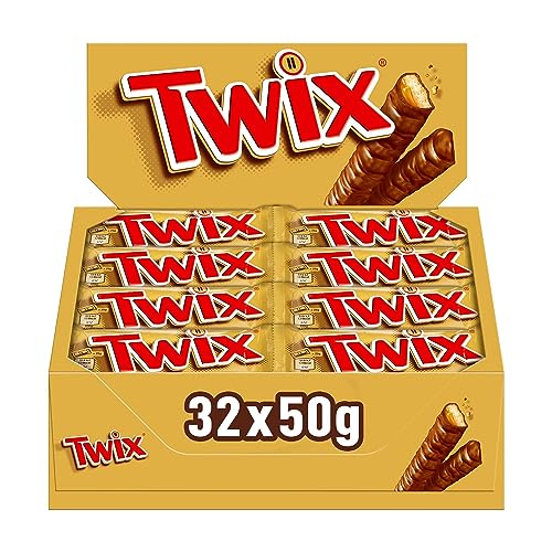 Twix Schokoladen Großpackung, Karamell & Keks Schokoriegel, 32 x 50g, Schokolade, Schoko Großpackung (1600g) von Twix