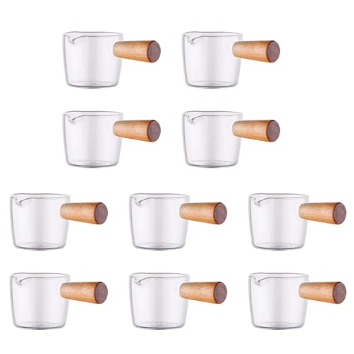 Tynmoel 10PCS Transparenter Glasweißer mit Holzgriff, Mini-Kaffee-Milchweißer-. 50Ml Tynmoel 10PCS Transparenter Glasweißer mit Holzgriff, Mini-Kaffee-Milchweißer-. 50Ml von Tynmoel