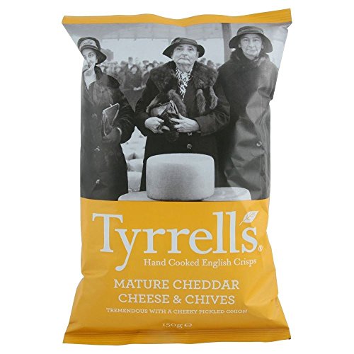 Tyrrells Hand Gekochte Englisch Crisps - Mature Cheddar & Schnittlauch (150g) - Packung mit 2 von Tyrrells