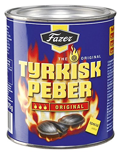 Fazer The Original Tyrkisk Peber - finnische salzige Lakritze - Salmiakki - Salmiak - Salmiak - Salmiac - Karamell - Hartbonbon - Dose 350g von Tyrskisk peber
