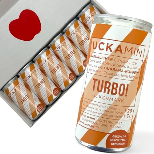 UCKAMIN TURBO! – Power Ingwer-Shot mit Guaraná – 100% natürlich, ohne Zusätze – Die gesunde Alternative zum Energy Drink inkl. 1,5€ Pfand – Power to go! von UCKA