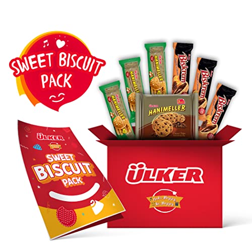 ÜLKER Süßgebäck-Packung |Premium Snacks Box| Probieren Sie die Geschmacksrichtungen Haselnuss, Orange und Schokoladenchips und die Füllungen| Geschenk für Ihre Lieben | 7 Stück| 762 gr von ÜLKER