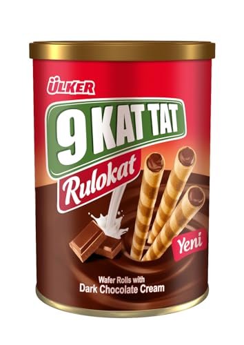 ÜLKER Rulokat - Leckere Waffelröllchen mit Schokoladencreme-Füllung - Halal Süßigkeit zu Tee, Kaffee oder Eis - Türkische Süssigkeiten - Dosen-Edition 12 x 170 g von Ülker