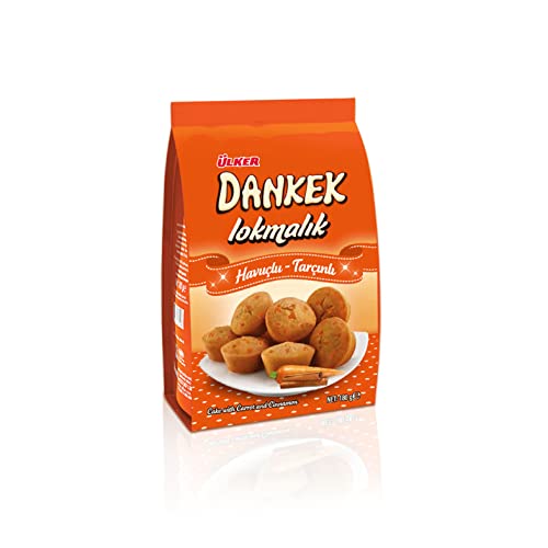 Ülker Dankek Lokmalık Karotten- und Zimtkuchen - Bereit zum servieren mundgerechte süße und leckere Karotten- und Zimtkuchen für Ihre Tee-/Kaffeepause - 180 G X 12 Pack von Ülker