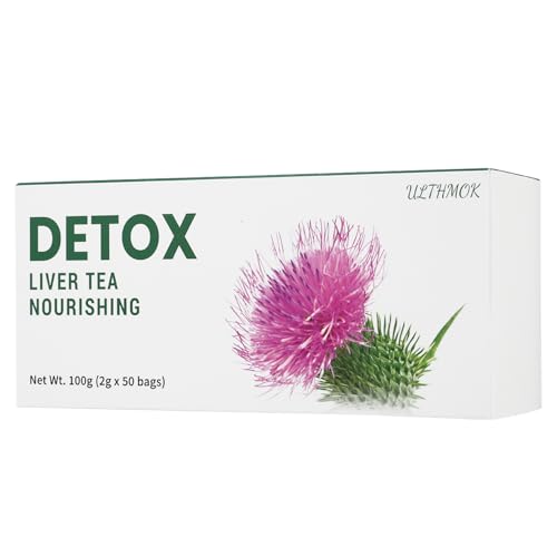 Detox Tee, hilft bei der Entgiftung der Leber, unterstützt die Leberregeneration und eine gesunde Verdauung, 50 Teebeutel, mit Mariendistel und Löwenzahn von ULTHMOK