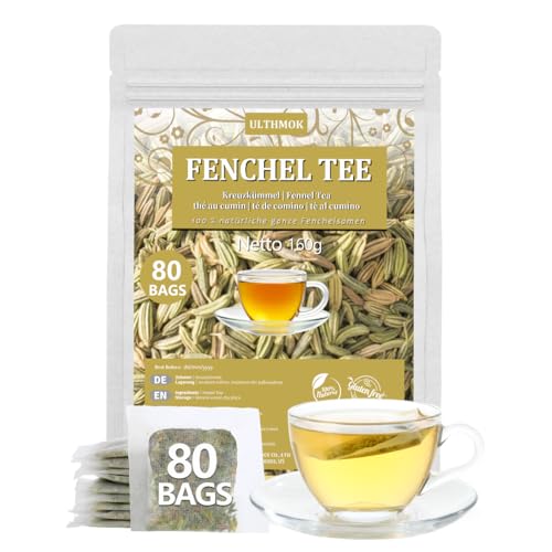 Fenchelsamen Tee | Fencheltee 80 Teebeutel | Natürlicher Fenchelsamen | Kräutertee von ULTHMOK