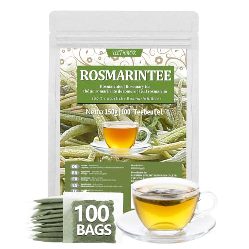 Rosmarin Tee | Rosmarin Teebeutel,Rosemary Tea 100 Teebeutel. Hergestellt aus 100 % reinen natürlichen Rosmarinblättern, ohne Zusatzstoffe und ohne Koffein. von ULTHMOK