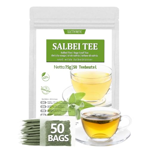 Salbeitee, Salbeiblättertee 50 Päckchen, hergestellt aus 100% natürlichen Salbeiblättern, ohne Zusatzstoffe, ohne Koffein. von ULTHMOK