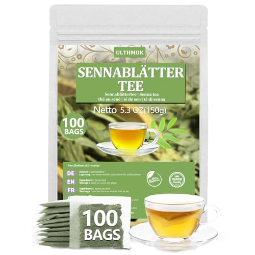 Sennesblättertee | Kräutertee,Senna Leaf Tea 100 Teebeutel | Hergestellt aus 100% natürlichen Sennesblättern, ohne Zusatzstoffe und koffeinfrei. von ULTHMOK
