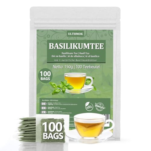 Heiliger Basilikum Tee | Tulsi Tee, 100 % getrocknete Basilikumblätter, natürlicher Kräutertee, 100 Teebeutel, 150g Heiliger Basilikum Tee | Tulsi Tee, 100 % getrocknete Basilikumblätter, natürlicher Kräutertee, 100 Teebeutel, 150g von ULTHMOK