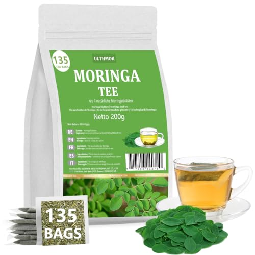 ULTHMOK Moringa-Blatt-Tee - 200 g, 100% Natur, Keine Zusatzstoffe, Kräuterteebeutel für Gesunden Genuss, 135 Beutel von ULTHMOK