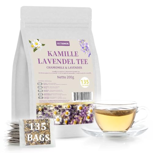 ULTHMOK Premium Kamille & Lavendel Teebeutel - 135 Stück Erleichterung, Koffeinfrei & 100% Natürlich für Komfort & Wellness von ULTHMOK
