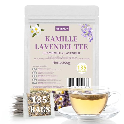 ULTHMOK Premium Kamille & Lavendel Teebeutel - 135 Stück Erleichterung, Koffeinfrei & 100% Natürlich für Komfort & Wellness von ULTHMOK