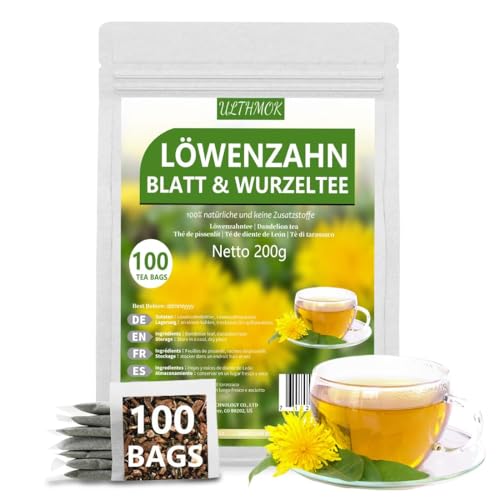 Löwenzahntee Löwenzahnwurzel 100 Teebeutel, Dandelion root tea 100% natürlich und ohne Zusatzstoffe von ULTHMOK