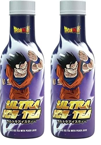ULTRA ICE TEA Bio Eistee – Veganes Schwarzteegetränk mit dem Dragon Ball Charakter Gohan – Erfrischender Pfirsich-Geschmack – 1 x 500 ml Einweg (Packung mit 2) von ULTRA ICE TEA