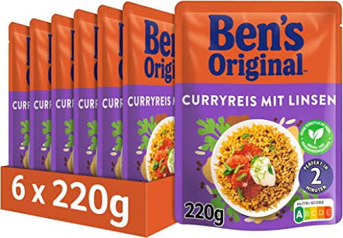 BEN’S ORIGINAL Ben's Original Express-Reis Curryreis mit Linsen, (6 x 220 g) von Ben's Original