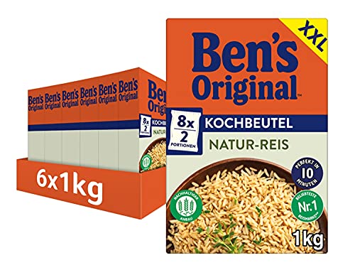 BEN’S ORIGINAL Ben's Original Natur Reis, 10-Minuten Kochbeutel, 6 Packungen (6 x 1kg) von BEN’S ORIGINAL