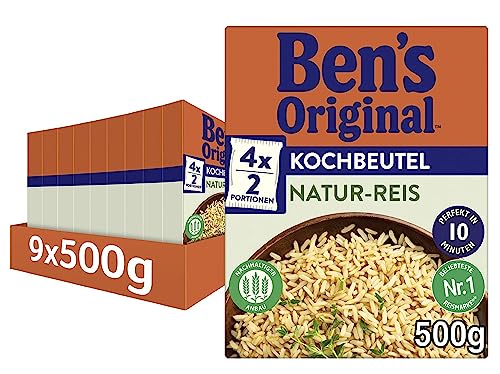 BEN’S ORIGINAL Natur Reis, 10 Minuten Kochbeutel, 9 Packungen (9 x 500g) von BEN’S ORIGINAL