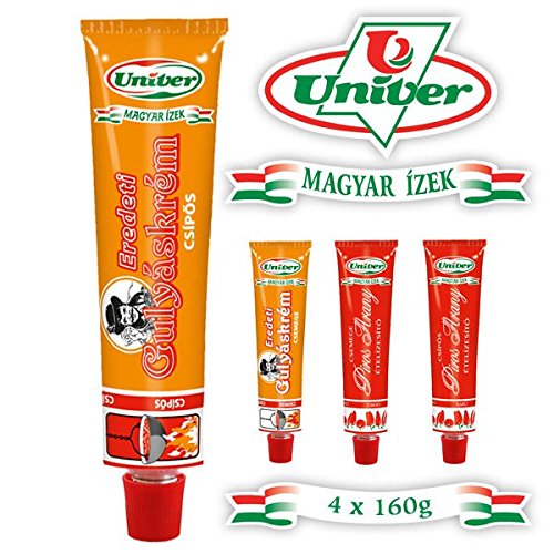 Univer Sparset Gulaschcreme sowie Paprikacreme scharf und mild 4 x 160g Gulaschgewürz von UNIVER