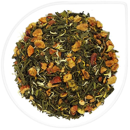 URBANTEADEALERS Pfirsich Holunder Natürlich aromatisierte Grünteemischung mit Pfirsich-Holunder-Geschmack, 250g von URBANTEADEALERS