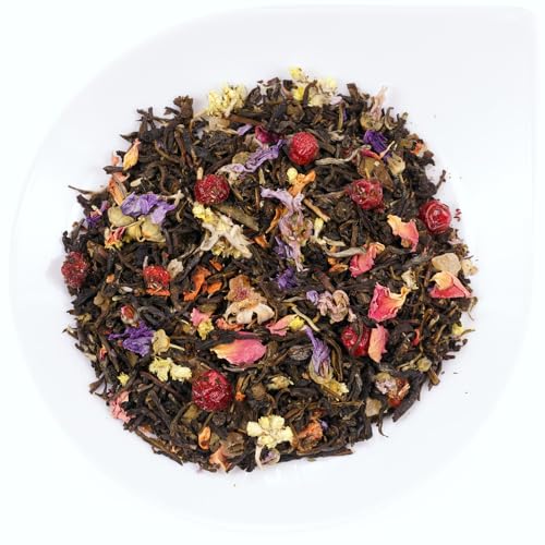 URBANTEADEALERS Tee der langen Freundschaft Weißer Tee mit Kräutern und Fruchtstücken, aromatisiert mit Johannisbeer-Erdbeer-Geschmack, 100g von URBANTEADEALERS