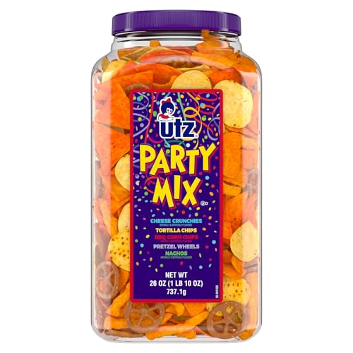 Utz Party-Mix – 750 ml Fass – leckere Snack-Mischung enthält Maistortillas, Nacho-Tortillas, Brezeln, BBQ-Maischips und Käselocken, einfache und schnelle Party-Snacks, Cholesterinfrei und Utz Party-Mix – 750 ml Fass – leckere Snack-Mischung enthält Maistortillas, Nacho-Tortillas, Brezeln, BBQ-Maischips und Käselocken, einfache und schnelle Party-Snacks, Cholesterinfrei und von UTZ