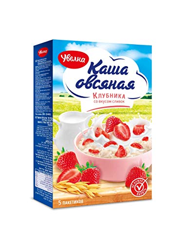 Ulan Uvelka Haferflocken mit Erdbeeren und Milchgeschmack, Frühstück schnelle Zubereitung,6er Pack(6x a 5x40g) von Uvelka