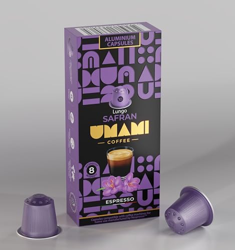 Umami Coffee - Lungo Safran Espresso Kapseln – Intensiver Geschmack mit einem Hauch von exotischem Safranaroma - 100% kompatibel mit Nespresso® Original Maschinen – 1x 10 Kapseln. von Umami Coffee