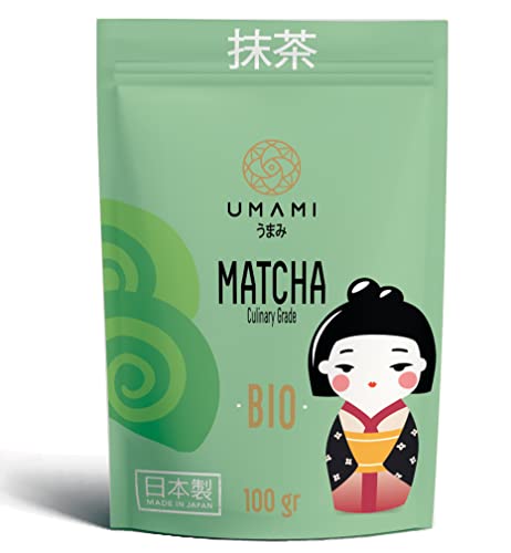 Umami Bio-Matcha-Grüntee-Pulver – kulinarische Qualität, angebaut in Uji, Kyoto (Japan), aus biologischem Anbau. Hervorragend zum Trinken oder für die Zubereitung in der Küche 100gr… von Umami