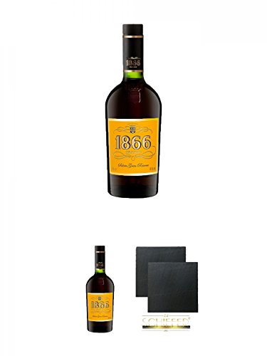 1866 Brandy Gran Reserva 0,7 Liter + 1866 Brandy Gran Reserva 0,7 Liter + Schiefer Glasuntersetzer eckig ca. 9,5 cm Ø 2 Stück von Unbekannt