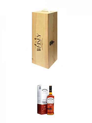 1a Whisky Holzbox für 1 Flasche mit Hakenverschluss + Bowmore 15 Jahre 0,7 Liter von Unbekannt