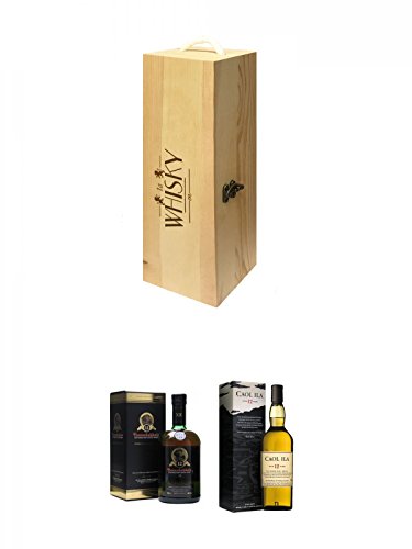 1a Whisky Holzbox für 1 Flasche mit Hakenverschluss + Bunnahabhain 12 Jahre Single Malt Whisky 0,7 Liter + Caol Ila 12 Jahre Islay Single Malt Whisky 0,7 Liter von Unbekannt