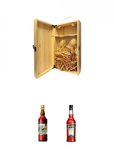 1a Whisky Holzbox für 2 Flaschen mit Hakenverschluss + Appenzeller Kräuterbitter aus der Schweiz 0,7 Liter + Aperol Aperitivo aus Italien 0,7 Liter von Unbekannt