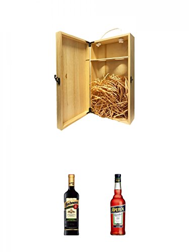 1a Whisky Holzbox für 2 Flaschen mit Hakenverschluss + Bachmann Kräuterlikör aus Deutschland 0,7 ltr. + Aperol Aperitivo aus Italien 0,7 Liter von Unbekannt
