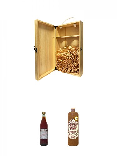 1a Whisky Holzbox für 2 Flaschen mit Hakenverschluss + Bullenschluck aus Niedersachsen 0,7 Liter + Butzelmann im Steinkrug Kräuterlikör aus Deutschland 0,7 Liter von Unbekannt