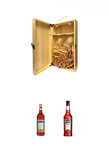 1a Whisky Holzbox für 2 Flaschen mit Hakenverschluss + Campari Bitter aus Italien 0,7 Liter + Aperol Aperitivo aus Italien 0,7 Liter von Unbekannt