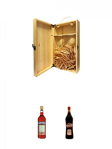 1a Whisky Holzbox für 2 Flaschen mit Hakenverschluss + Campari Bitter aus Italien 0,7 Liter + China Martini Bitter aus Italien mit Chinarinde 0,7 Liter von Unbekannt